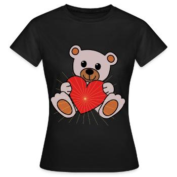 Cuddle cuddle bear heart love Valentin cordially - Women's T-Shirt - black - Front - AI Model Female 172 dark (172cm)