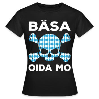 Lustige Bayrische Sprüche Totenkopf Schädel - Frauen T-Shirt - Schwarz - Vorne - AI Model Female 172 dark (172cm)