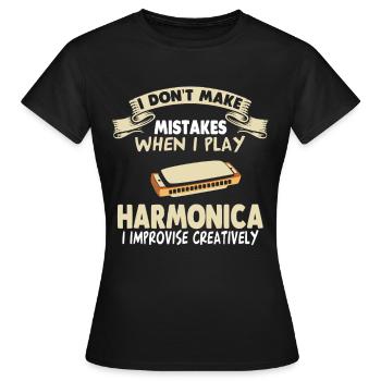 Mundharmonika Mundharmonika-Akkord Mundharmonika - Frauen T-Shirt - Schwarz - Vorne - AI Model Female 172 dark (172cm)