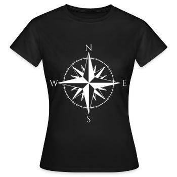 Windrose Himmelsrichtungen Seefahrt Kompass - Frauen T-Shirt - Schwarz - Vorne - AI Model Female 172 dark (172cm)