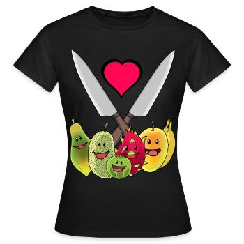 Küchenmesser Vegetarisch Früchte exotisch Obst - Frauen T-Shirt - Schwarz - Vorne - AI Model Female 172 dark (172cm)
