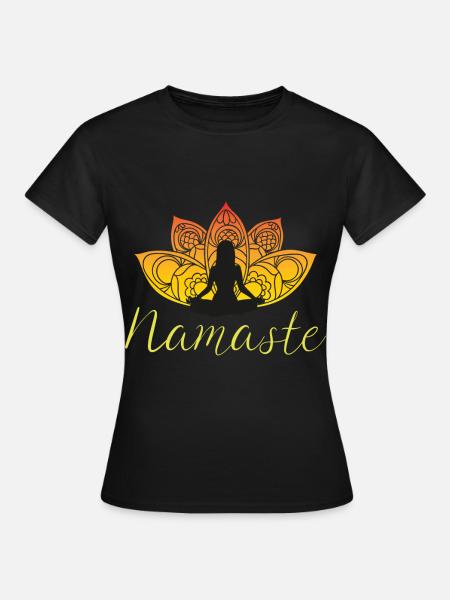 Yoga Namaste Lotusblume Meditation - Frauen T-Shirt - Schwarz