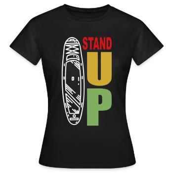 Stand Up Paddle Board - SUP Board Paddle Board - Frauen T-Shirt - Schwarz - Vorne - AI Model Female 172 dark (172cm)