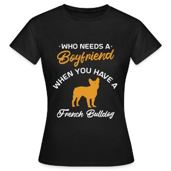Französische Bulldogge French Bulldog - Frauen T-Shirt - Schwarz - Vorne - AI Model Female 172 dark (172cm)