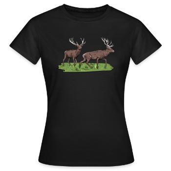 Cerf i cerf rouge bois de chasse motif pour - T-shirt Femme - noir - Devant - AI Model Female 172 dark (172cm)