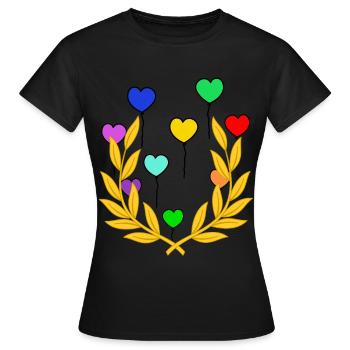 Lorbeerkranz Luftballons Sieg Sieger Gewinner - Frauen T-Shirt - Schwarz - Vorne - AI Model Female 172 dark (172cm)