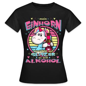 Mein Einhorn verzichtet auf Glitzer - Frauen T-Shirt - Schwarz - Vorne - AI Model Female 172 dark (172cm)