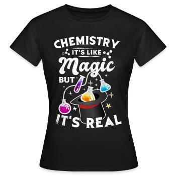 Chemie Tshirt Neutron Atom Molekül Lehrer Alchemie - Frauen T-Shirt - Schwarz - Vorne - AI Model Female 172 dark (172cm)