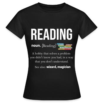 read - Women's T-Shirt - black - Front - AI Model Female 172 dark (172cm)