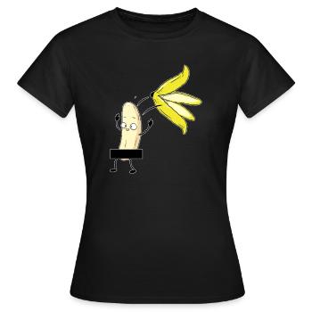 Striptease Banane I FKK Zensurbalken für Stripper - Frauen T-Shirt - Schwarz - Vorne - AI Model Female 172 dark (172cm)