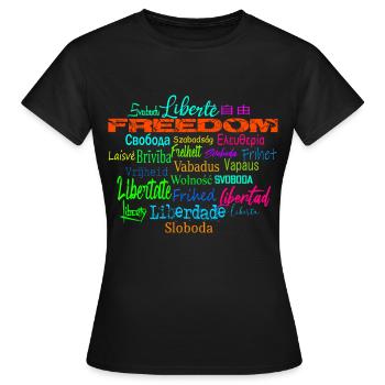 Liberté Paix Démocratie - Politique de l’Etat - T-shirt Femme - noir - Devant - AI Model Female 172 dark (172cm)