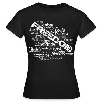 Freiheit Frieden Demokratie - politisch Staatement - Frauen T-Shirt - Schwarz - Vorne - AI Model Female 172 dark (172cm)