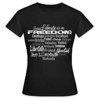 Freiheit Frieden Demokratie - politisch Staatement - Frauen T-Shirt - Schwarz - Vorne - AI Model Female 172 dark (172cm)