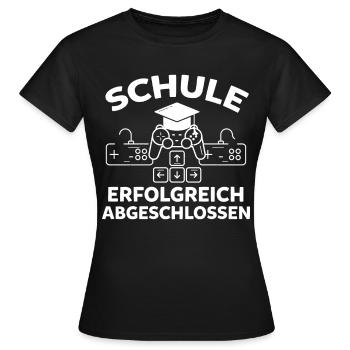 Gamer Zocker Gymnasium School Leaving Certificate - Women's T-Shirt - black - Front - AI Model Female 172 dark (172cm)