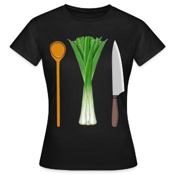 Poireaux Cuisine végétarienne Cuillère en bois Travail Professions - T-shirt Femme - noir - Devant - AI Model Female 172 dark (172cm)