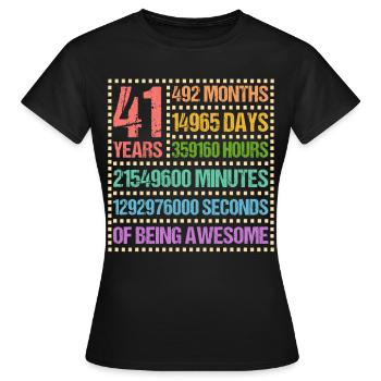 41 ans quarante et un anniversaire cadeau - T-shirt Femme - noir - Devant - AI Model Female 172 dark (172cm)