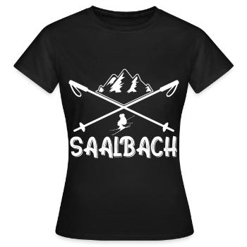 Saalbach Luge Ski Skigebiet Skigebiet Berge Ski - T-shirt Femme - noir - Devant - AI Model Female 172 dark (172cm)