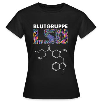 Blutgruppe LSD Strukturformel psychedelisch - Frauen T-Shirt - Schwarz - Vorne - AI Model Female 172 dark (172cm)