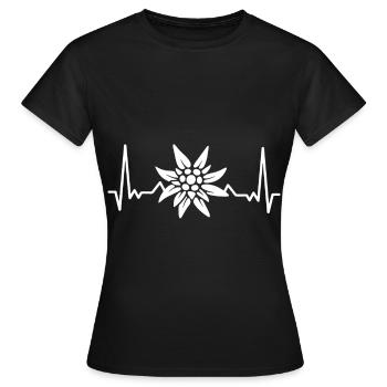 Edelweiss Heartbeat Edelweiss alpin - T-shirt Femme - noir - Devant - AI Model Female 172 dark (172cm)