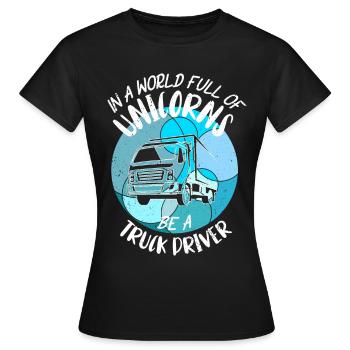 Fernfahrer LKW Fahrer Berufskraftfahrer - Frauen T-Shirt - Schwarz - Vorne - AI Model Female 172 dark (172cm)