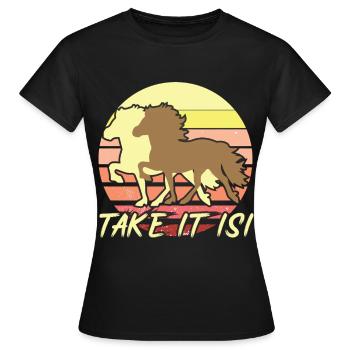 Isi Icelandic Horse Icelandic Iceland Horses - Women's T-Shirt - black - Front - AI Model Female 172 dark (172cm)