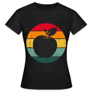 Vintage Retro Apfel Obst Apfelbaum Geschenkidee - Frauen T-Shirt - Schwarz - Vorne - AI Model Female 172 dark (172cm)