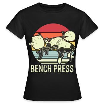 Bench Press Retro Workout Fitness Training - Women's T-Shirt - black - Front - AI Model Female 172 dark (172cm)