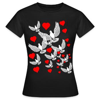 Colombes de la Paix Coeurs Paix Mondiale Mouvement pour la Paix - T-shirt Femme - noir - Devant - AI Model Female 172 dark (172cm)