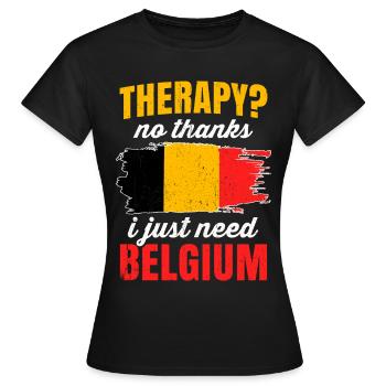Belgique - T-shirt Femme - noir - Devant - AI Model Female 172 dark (172cm)