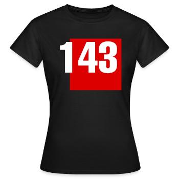 143, 52195 DAYS, ONE HUNDRED FORTY THREE, VERJAAR - Frauen T-Shirt - Schwarz - Vorne - AI Model Female 172 dark (172cm)