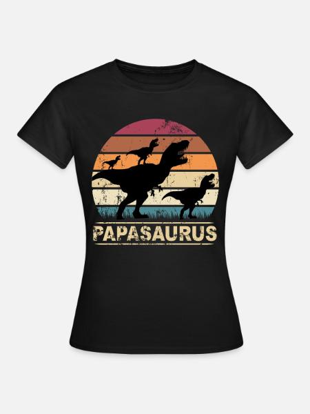 Papasaurus Dinosaurier Vater von 3 Kinder - Dame-T-shirt - sort