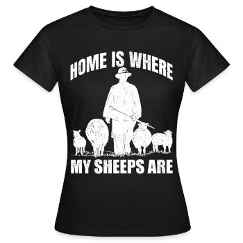 Home Is Where My Sheeps Shepherd Shepherd Shepherd - Women's T-Shirt - black - Front - AI Model Female 172 dark (172cm)
