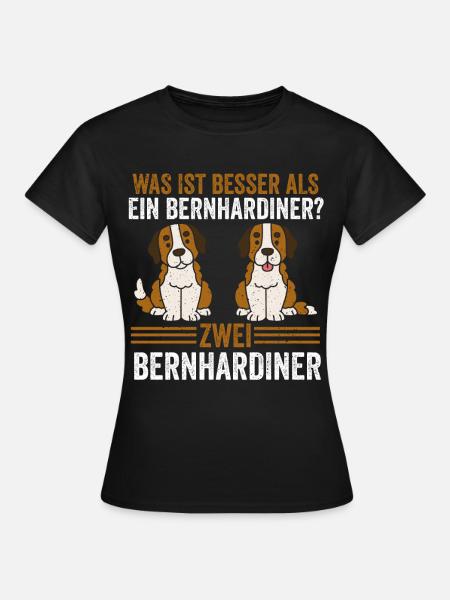 Zwei Bernhardiner Hund Bernhardiner - Frauen T-Shirt - Schwarz
