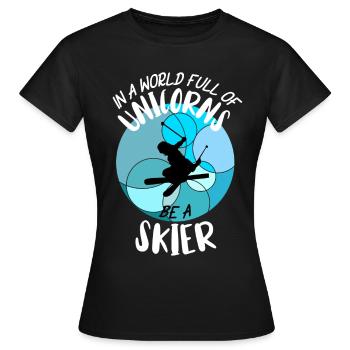 Ski ski Skieurs Vacances au ski - T-shirt Femme - noir - Devant - AI Model Female 172 dark (172cm)