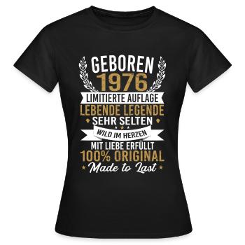 geboren 1976 - Frauen T-Shirt - Schwarz - Vorne - AI Model Female 172 dark (172cm)