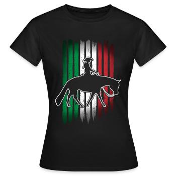 Pleasure Pferd & Westernreiterin Westernreiten - Frauen T-Shirt - Schwarz - Vorne - AI Model Female 172 dark (172cm)
