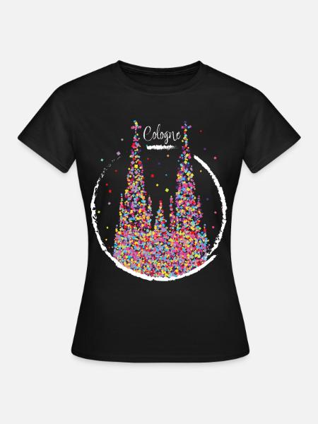 Kölner Dom Karneval Fasching Konfetti Geschenk - Frauen T-Shirt - Schwarz