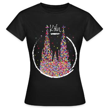 Kölner Dom Karneval Fasching Konfetti Geschenk - Frauen T-Shirt - Schwarz - Vorne - AI Model Female 172 dark (172cm)