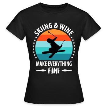 Ski ski Skieurs Vacances au ski - T-shirt Femme - noir - Devant - AI Model Female 172 dark (172cm)