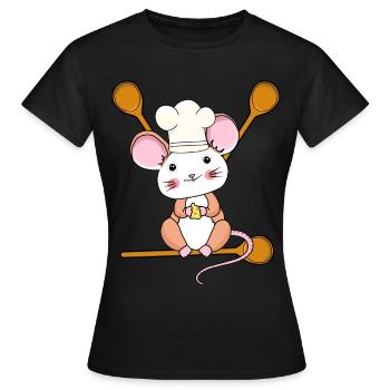 Art culinaire Souris Cuisine Cuillère Cuisine Cuisine Cuisinier Enfant - T-shirt Femme - noir - Devant - AI Model Female 172 dark (172cm)