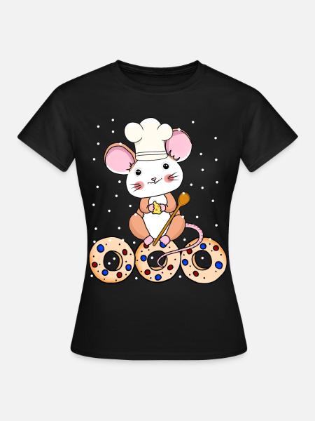 Maus Bäcker Xmas Weihnachten Weihnachtsfest Kind - Frauen T-Shirt - Schwarz