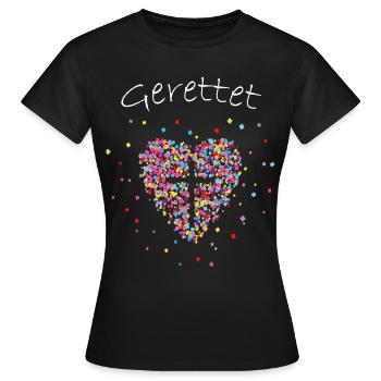 Gerettet Jesus Gott Glaube Kreuz Herz Bibel - Frauen T-Shirt - Schwarz - Vorne - AI Model Female 172 dark (172cm)