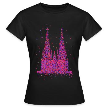 Kölner Dom Fasching Karneval Konfetti Kostüm - Frauen T-Shirt - Schwarz - Vorne - AI Model Female 172 dark (172cm)