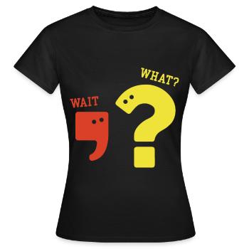 Komma Fragezeichen Grammatik Nerd Lehrer Geschenk - Frauen T-Shirt - Schwarz - Vorne - AI Model Female 172 dark (172cm)