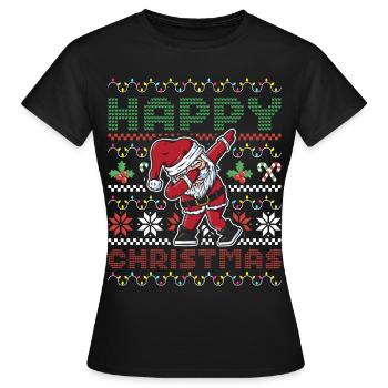 Happy Christmas Dabbing Santa Dab Dance Santa - Frauen T-Shirt - Schwarz - Vorne - AI Model Female 172 dark (172cm)
