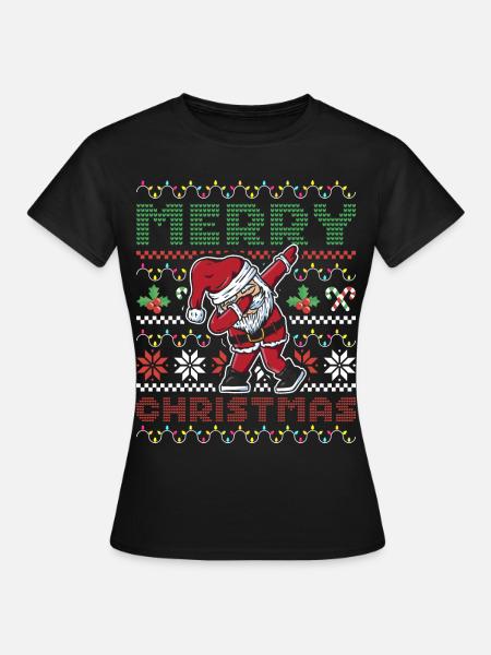 Merry Christmas Dabbing Santa Claus Pajama - Frauen T-Shirt - Schwarz