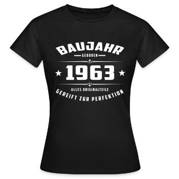 Baujahr - 1963 - Frauen T-Shirt - Schwarz - Vorne - AI Model Female 172 dark (172cm)