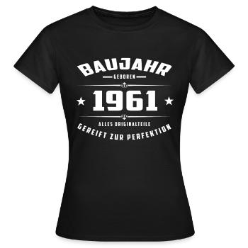 Baujahr - 1961 - Frauen T-Shirt - Schwarz - Vorne - AI Model Female 172 dark (172cm)
