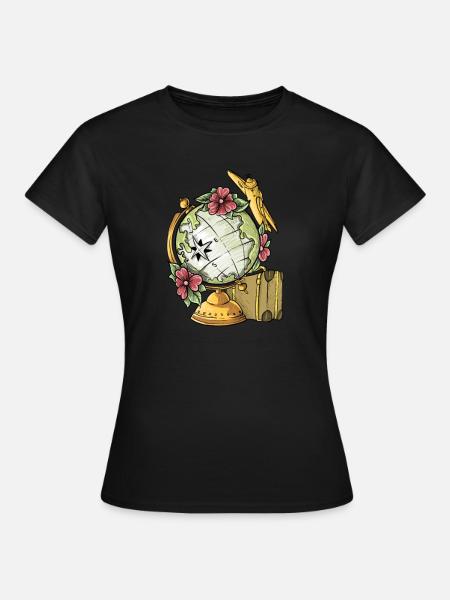Wandelen I Koffer Kompas Bos Alpen Bergen Motief - Vrouwen T-shirt - zwart