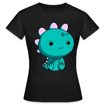 Dragon Dinosaure Enfants Bébé Fable Mythe Dino - T-shirt Femme - noir - Devant - AI Model Female 172 dark (172cm)